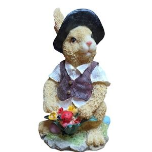 Easter Bunny‎ Figurine with Vest and Top Hat, 2.5"